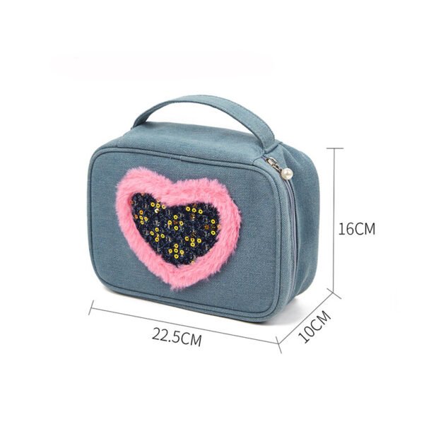 Durable Denim Travel Makeup Bag - Image 5