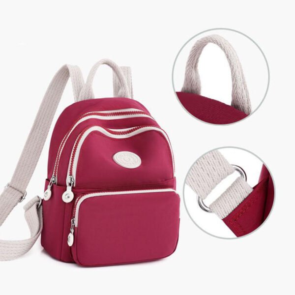Women's Casual Large Capacity Backpack Solid Color Nylon Shoulder Bag for Women - Image 7