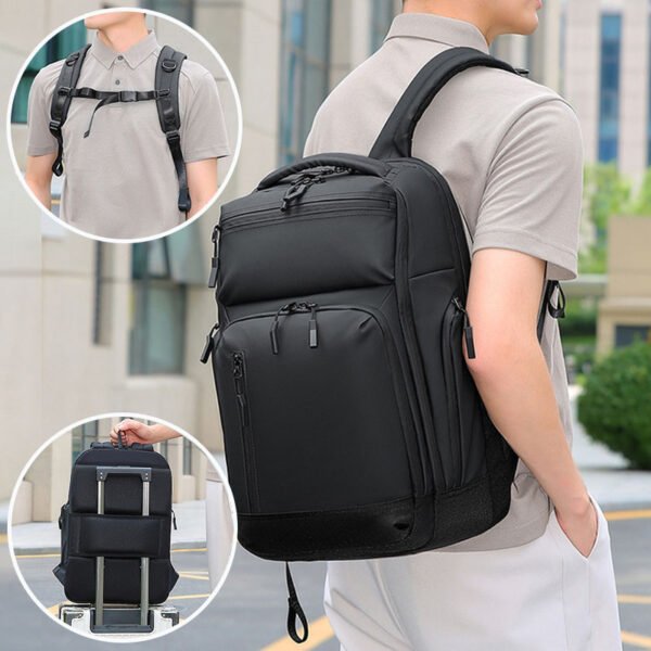 Multi-Compartment Hanging Handle Business Laptop Bag Water-Resistant Backpack for Commuting - Image 4