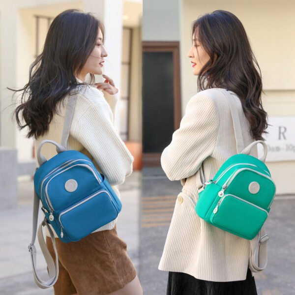 Women's Casual Large Capacity Backpack Solid Color Nylon Shoulder Bag for Women - Image 2