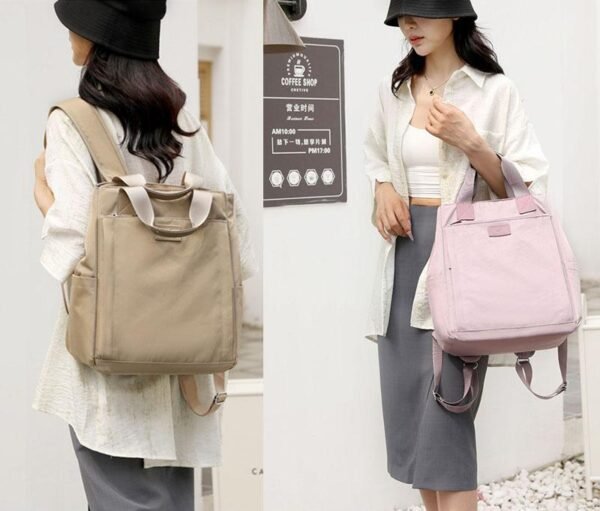 Women's Lightweight Minimalist Canvas Tote Bag Multi-Functional Small Backpack - Image 3